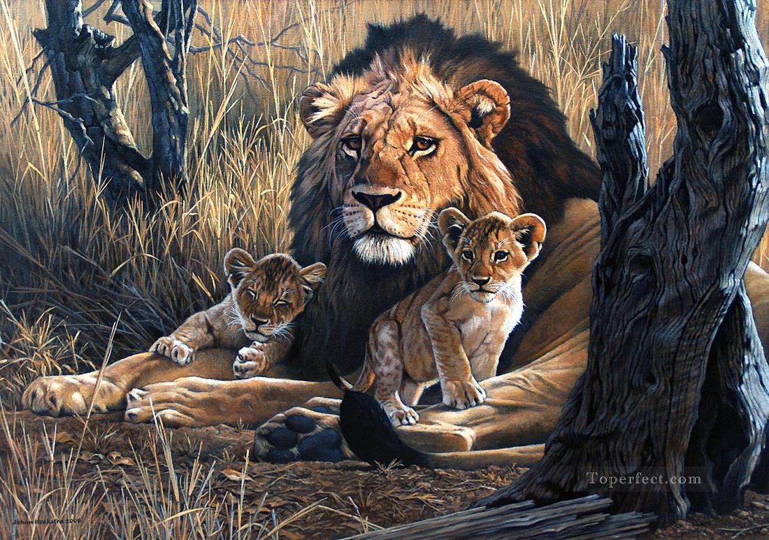 lion and cubs Oil Paintings